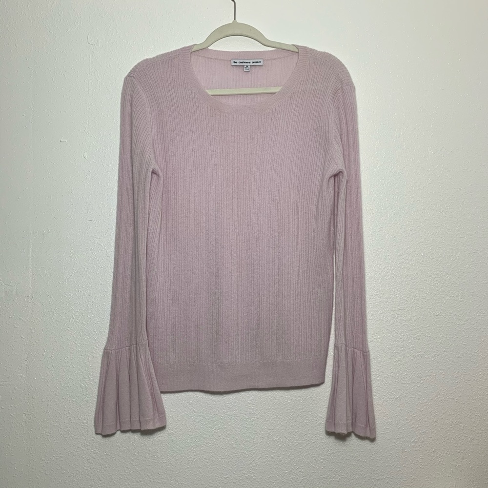 The Cashmere Project Pale Pink Ruffle Cuff Sweater - Picture 2 of 8
